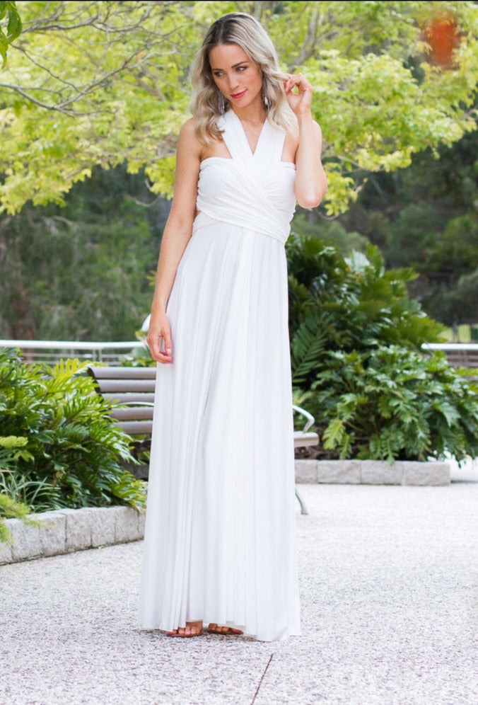 Multi Way Wrap Maxi Dress - White / ONLY 2 LEFT!