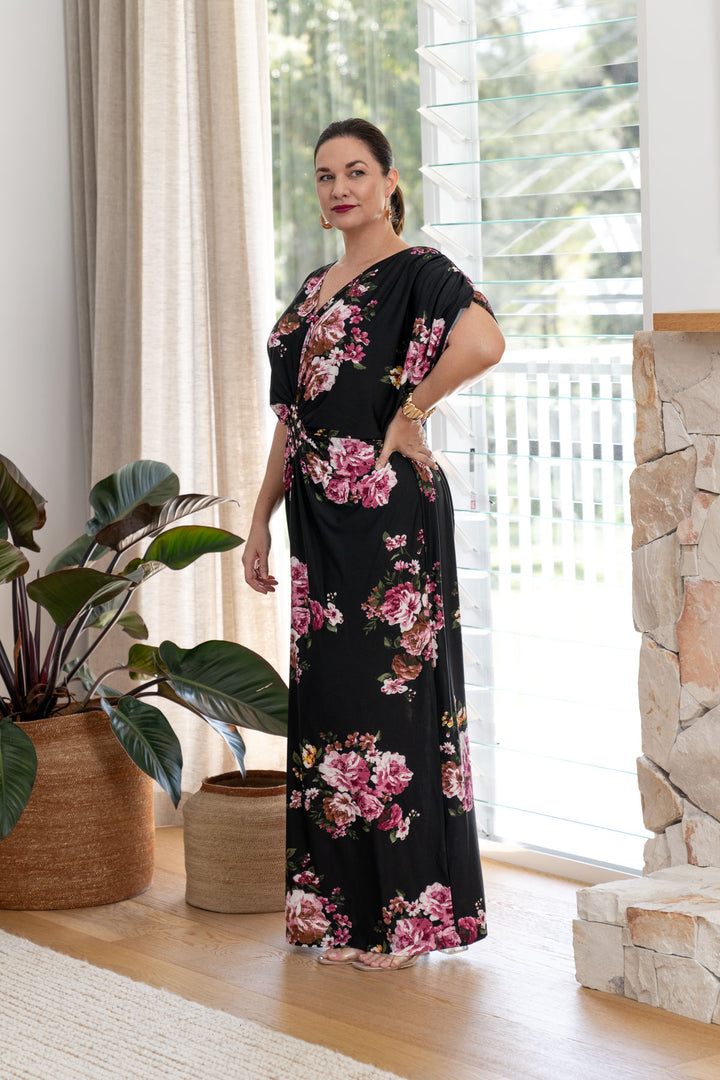 Elsa Maxi Dress - Black Floral