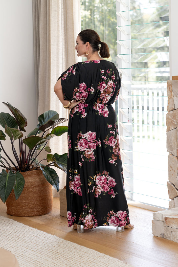 Elsa Maxi Dress - Black Floral