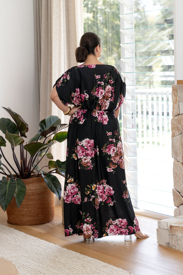 Elsa Maxi Dress - Black Floral
