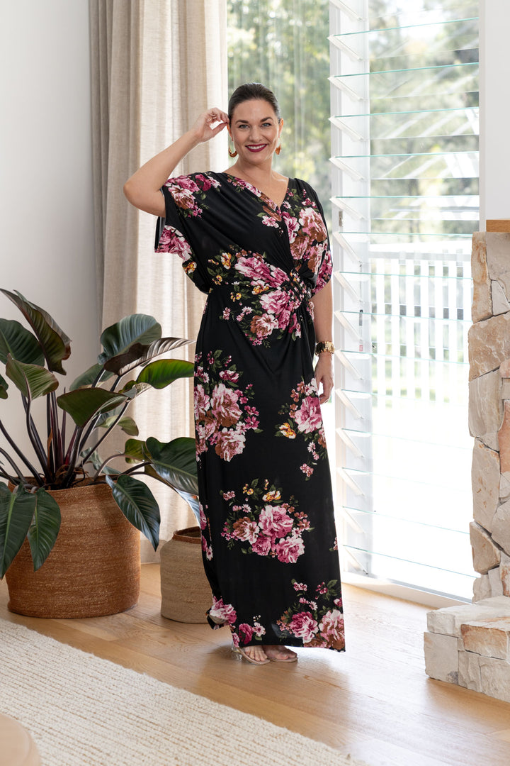 Elsa Maxi Dress - Black Floral