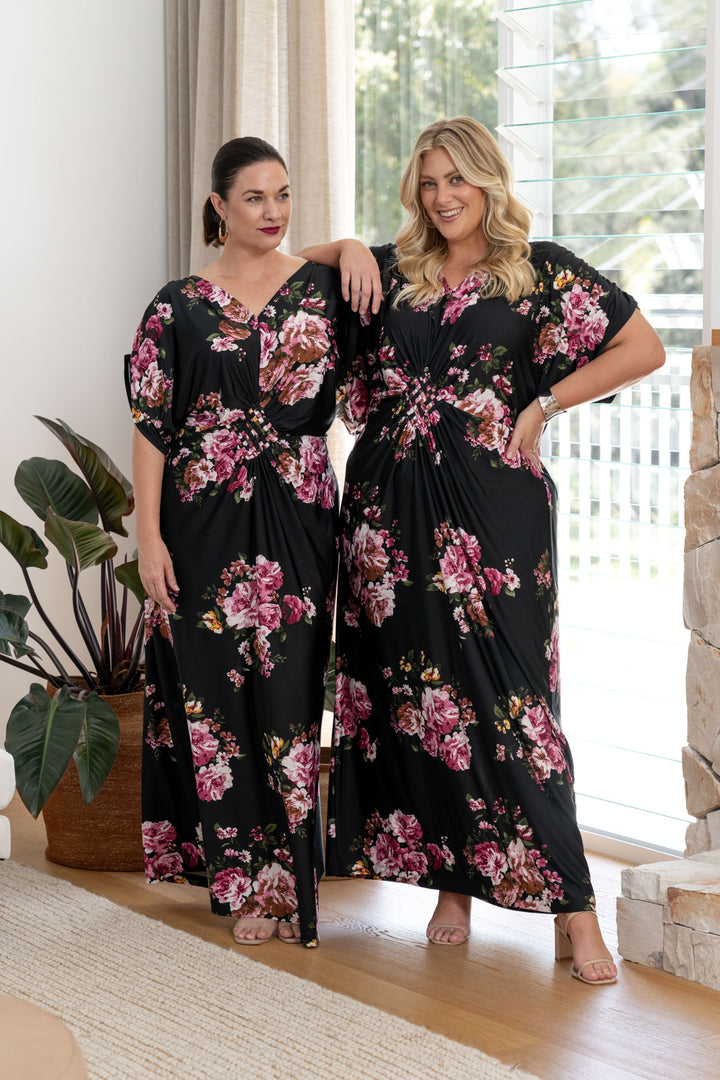 Elsa Maxi Dress - Black Floral