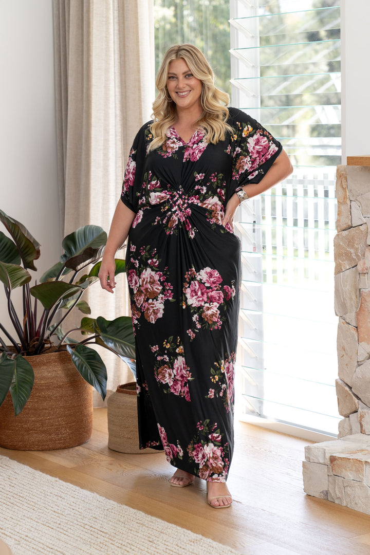Elsa Maxi Dress - Black Floral