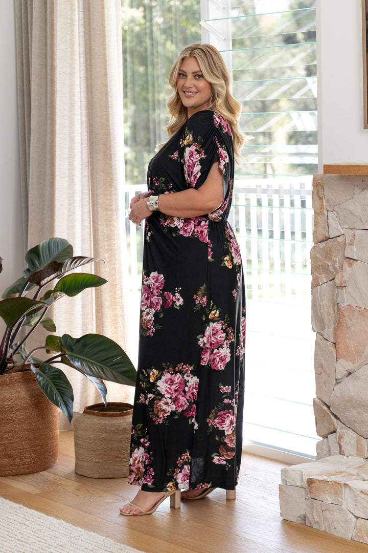 Elsa Maxi Dress - Black Floral