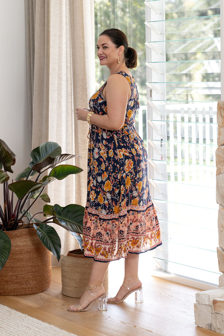 Anouk Midi Dress - Navy Floral