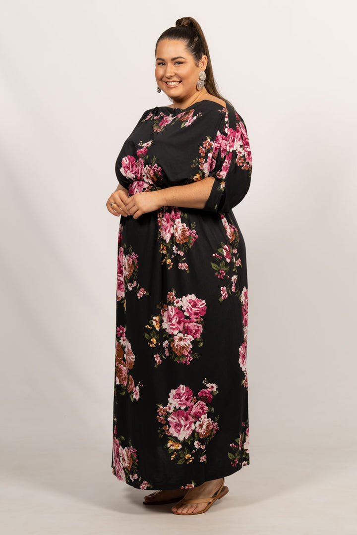 Alexa Maxi Dress - Black Floral