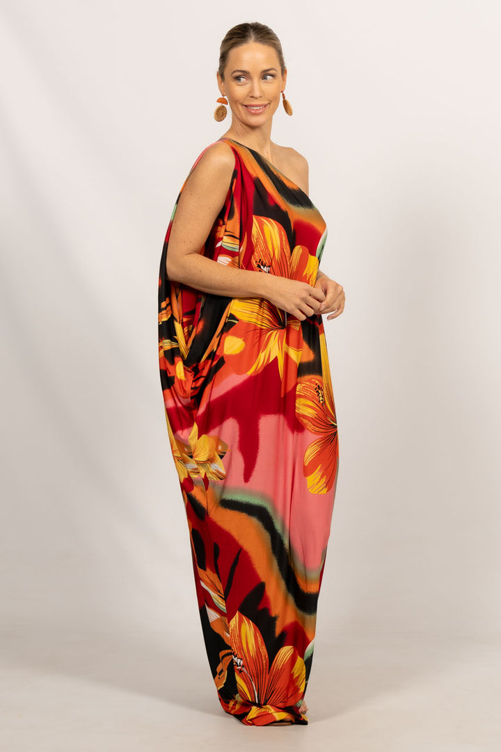 Freya Maxi Dress - Orange Hibiscus