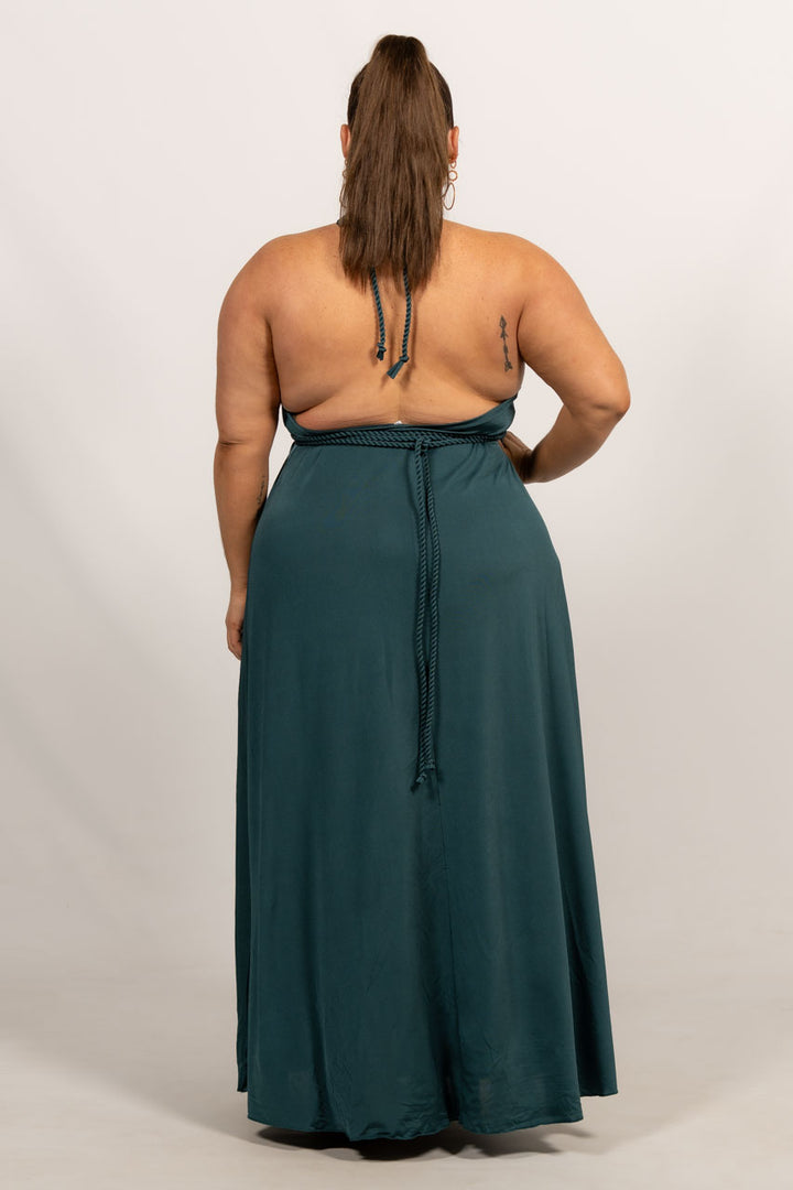 Low Back Ruffle Luxe Maxi Dress - Forest