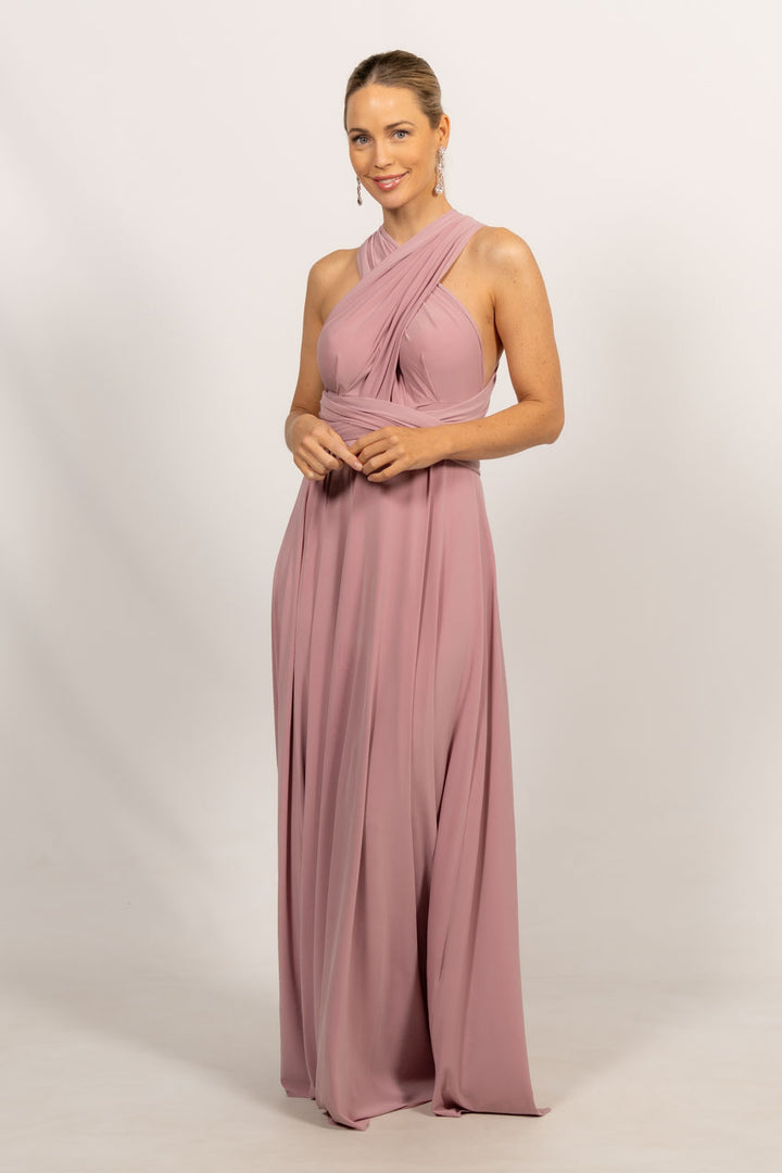 Multi Way Wrap Maxi Dress - Dusty Pink
