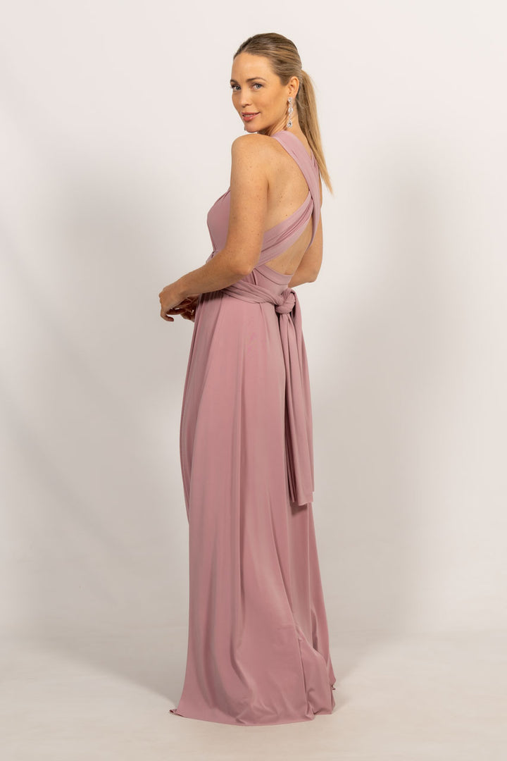 Multi Way Wrap Maxi Dress - Dusty Pink