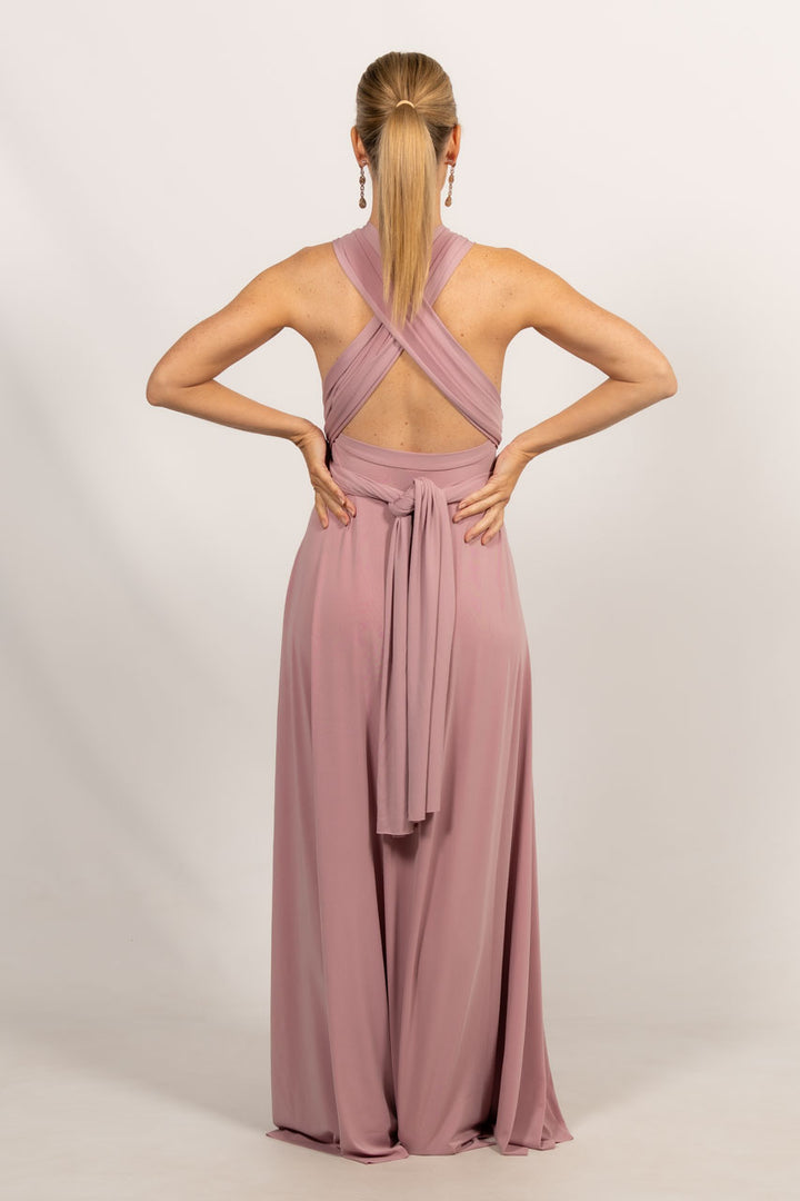 Multi Way Wrap Maxi Dress - Dusty Pink