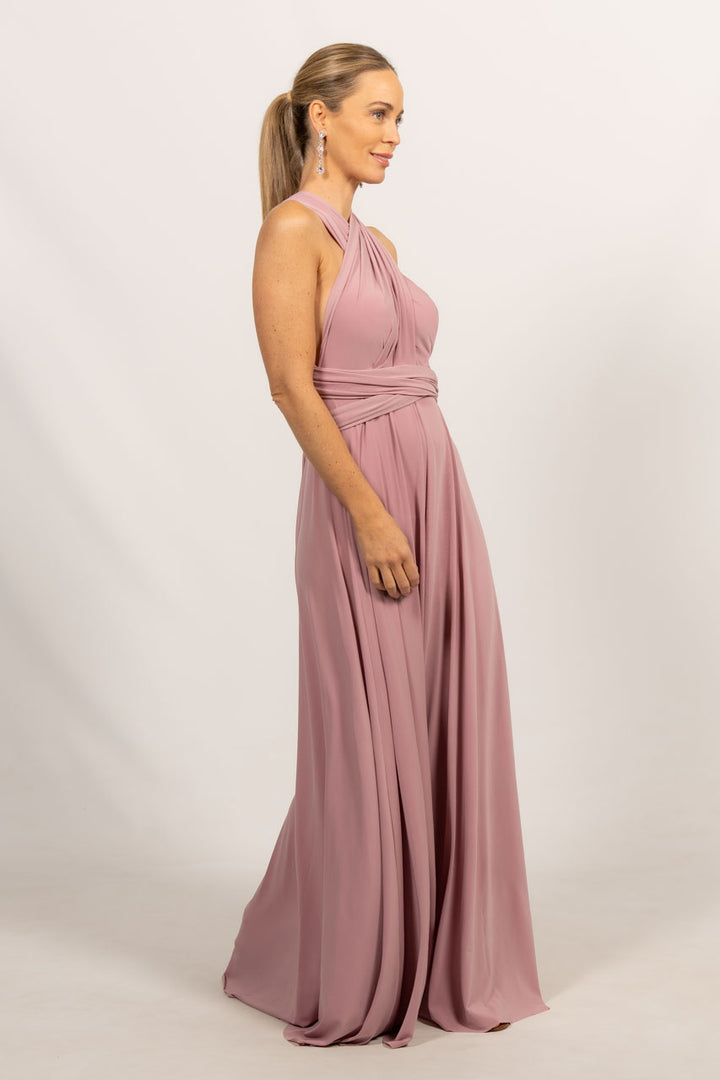 Multi Way Wrap Maxi Dress - Dusty Pink