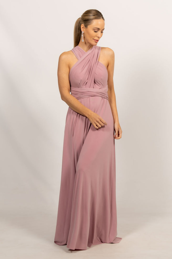 Multi Way Wrap Maxi Dress - Dusty Pink