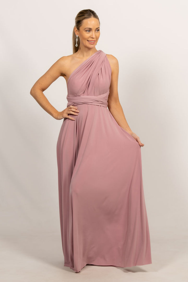 Multi Way Wrap Maxi Dress - Dusty Pink