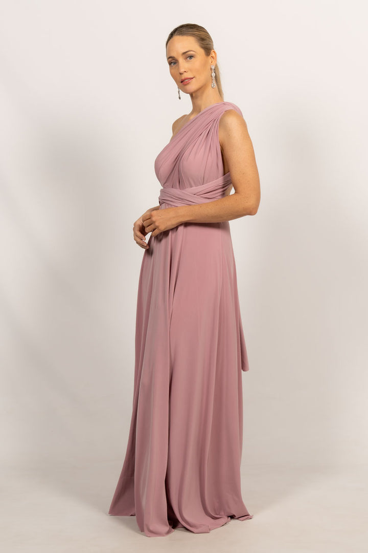 Multi Way Wrap Maxi Dress - Dusty Pink