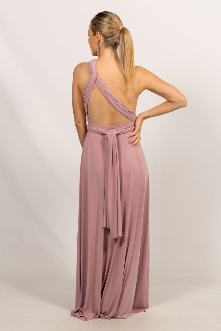 Multi Way Wrap Maxi Dress - Dusty Pink
