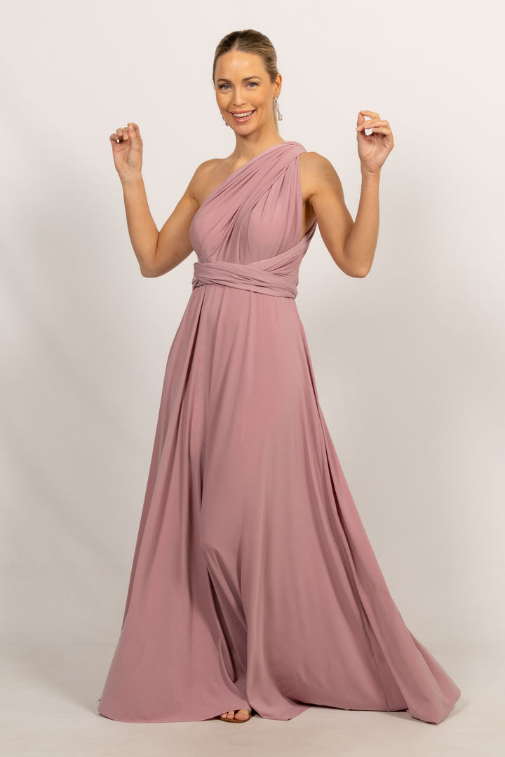 Multi Way Wrap Maxi Dress - Dusty Pink