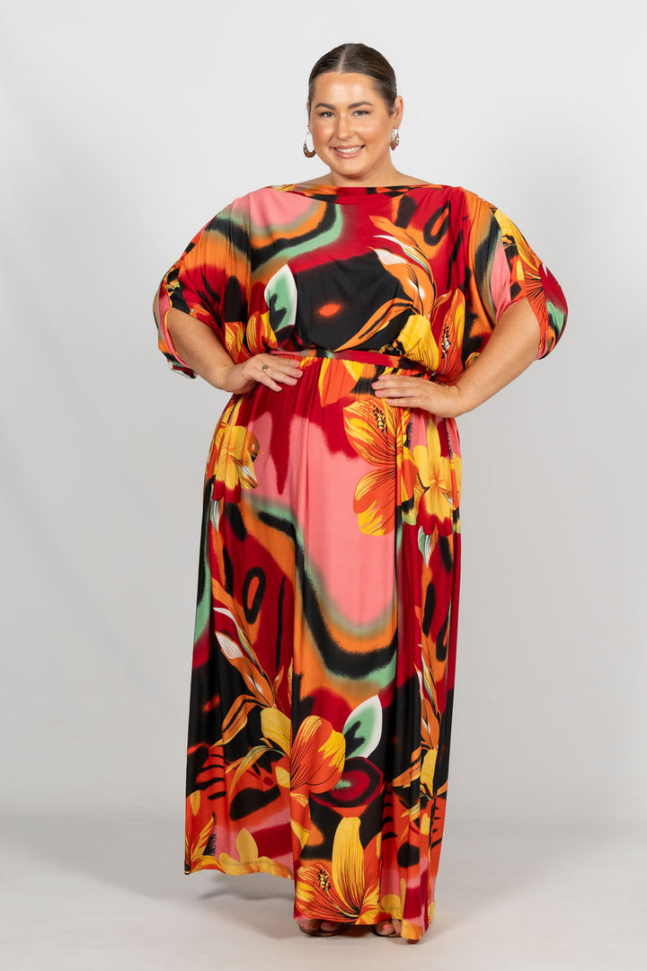 Alexa Maxi Dress - Orange Hibiscus