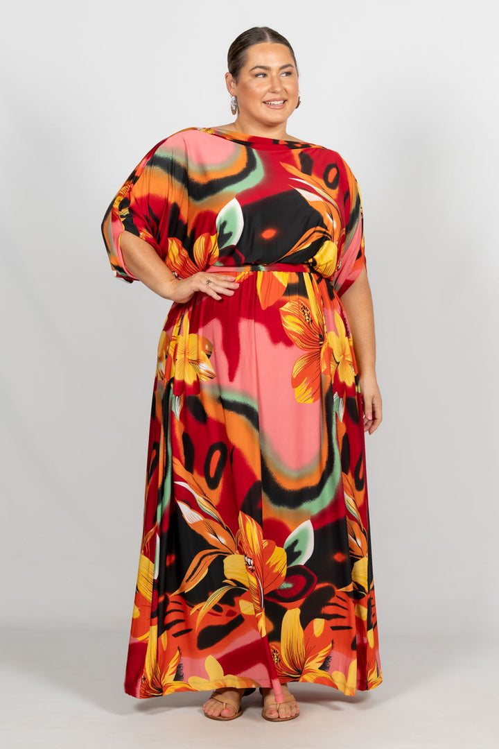 Alexa Maxi Dress - Orange Hibiscus