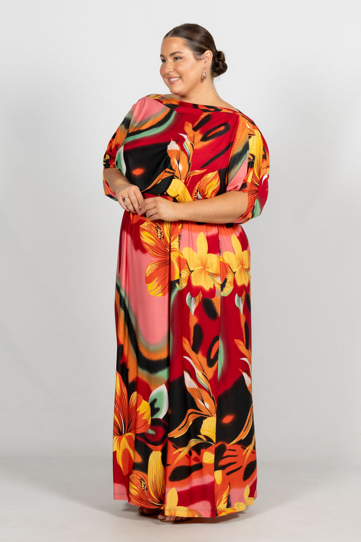 Alexa Maxi Dress - Orange Hibiscus