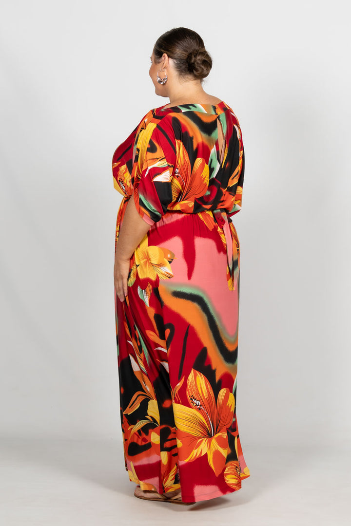 Alexa Maxi Dress - Orange Hibiscus