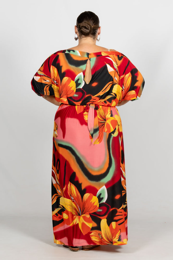 Alexa Maxi Dress - Orange Hibiscus