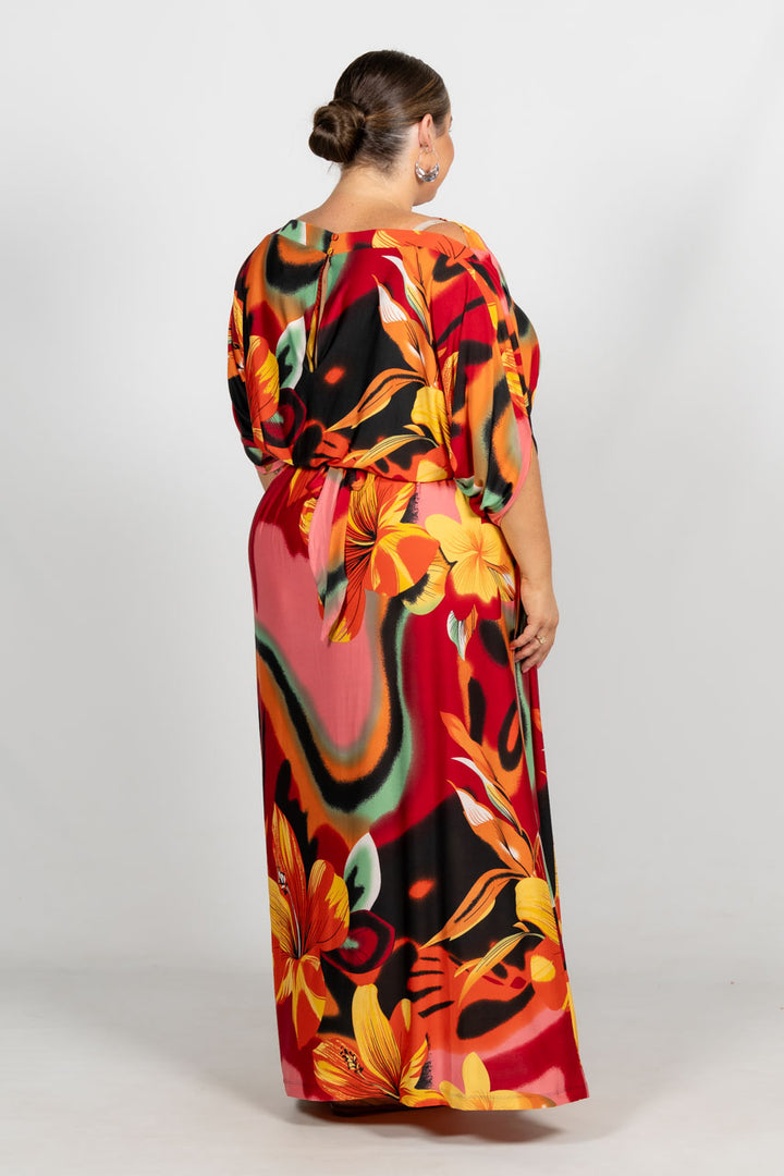 Alexa Maxi Dress - Orange Hibiscus