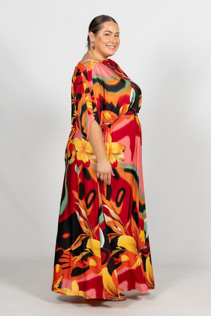 Alexa Maxi Dress - Orange Hibiscus