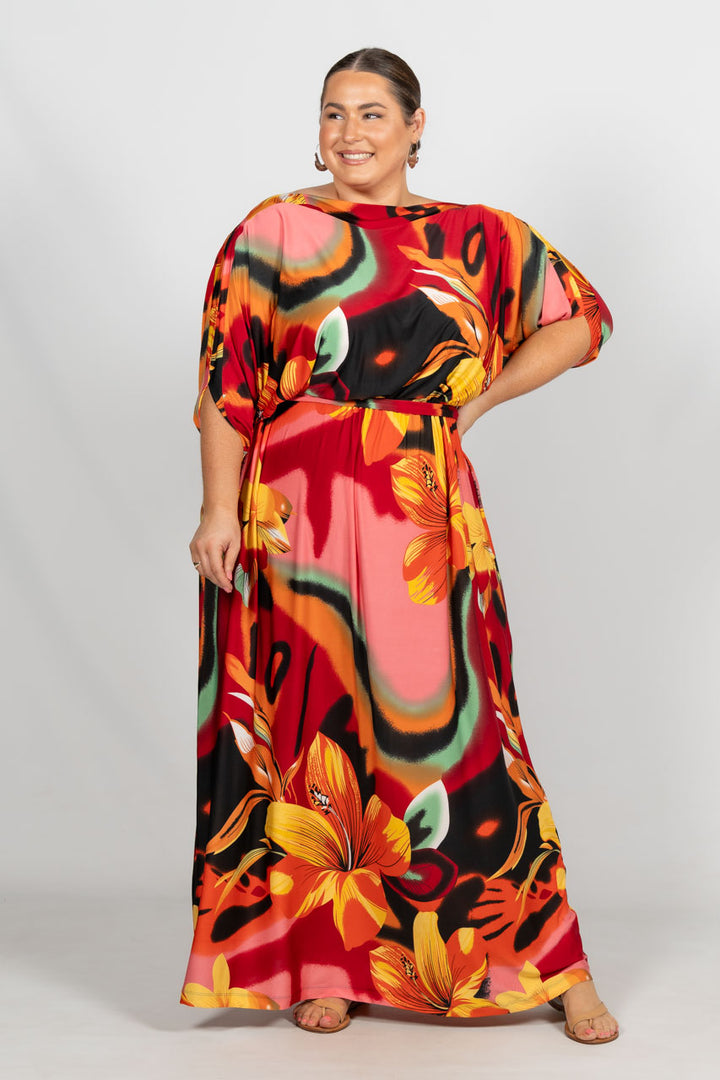 Alexa Maxi Dress - Orange Hibiscus
