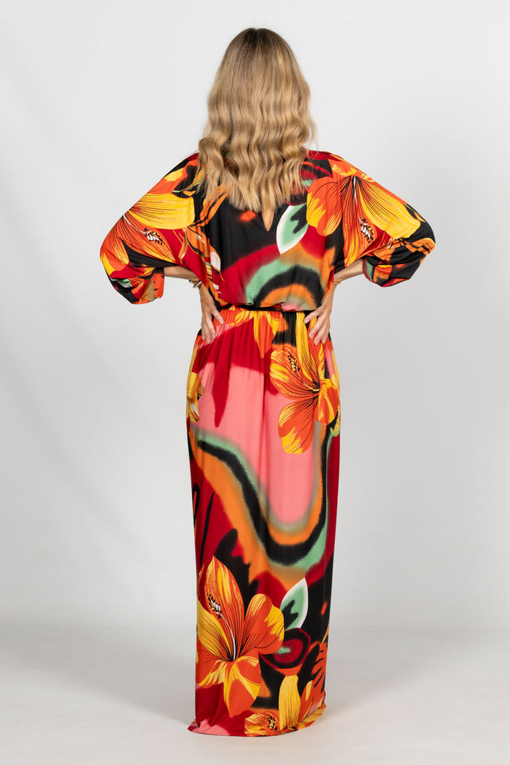 Alexa Maxi Dress - Orange Hibiscus