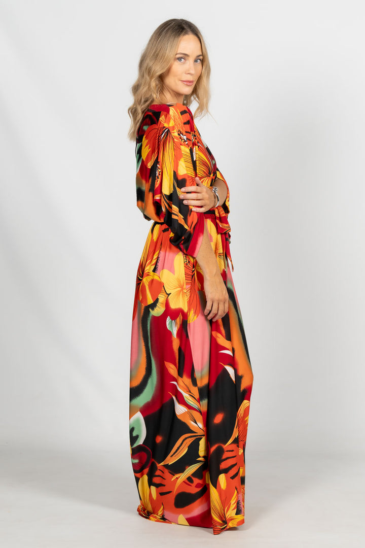Alexa Maxi Dress - Orange Hibiscus
