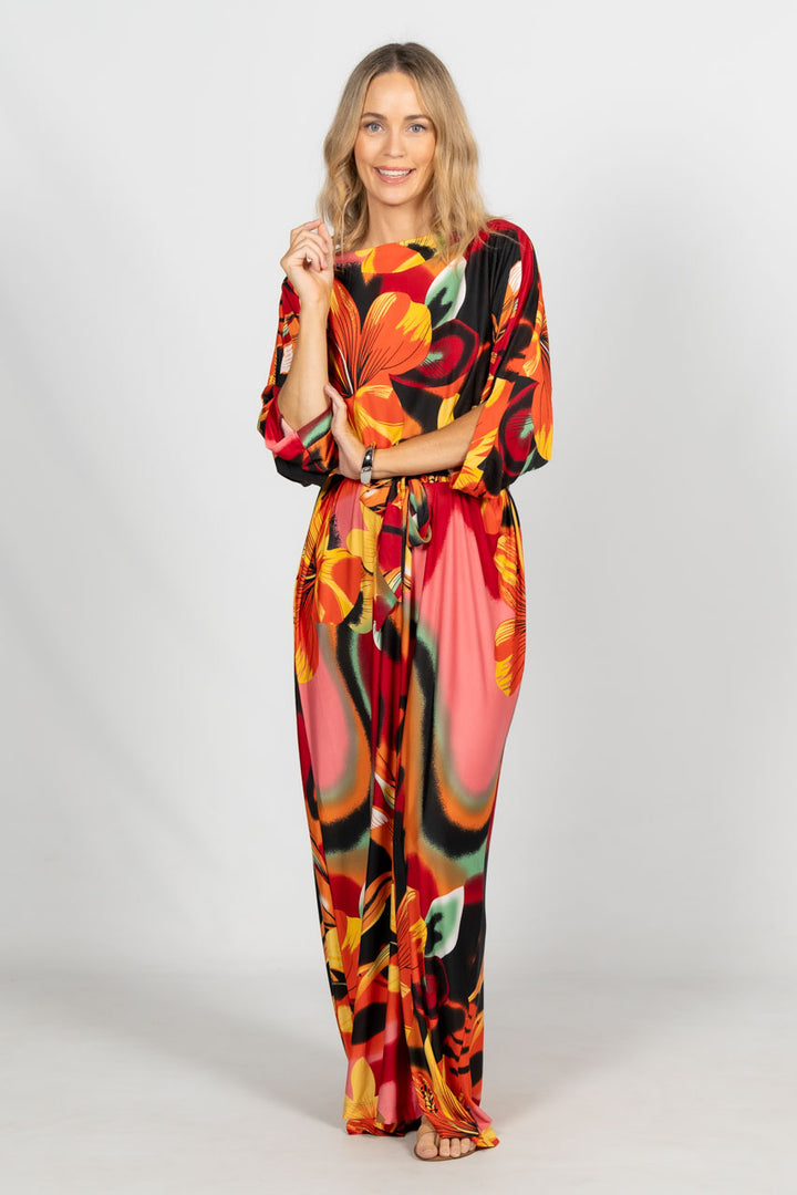 Alexa Maxi Dress - Orange Hibiscus
