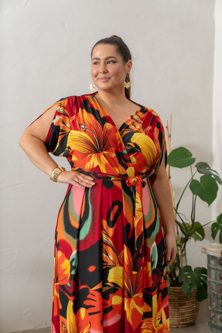 Taylah Maxi Dress - Orange Hibiscus / LAST ONE!