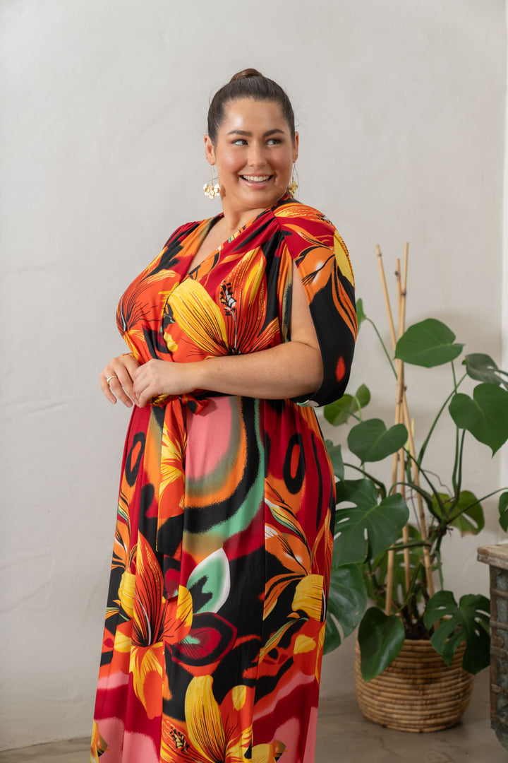 Taylah Maxi Dress - Orange Hibiscus / LAST ONE!