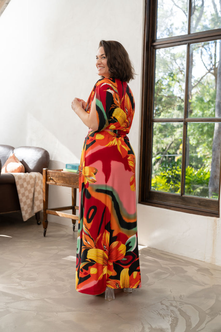 Taylah Maxi Dress - Orange Hibiscus / LAST ONE!