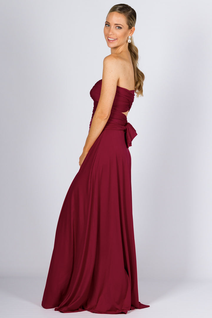 Bridesmaids Etc. Multi Way Wrap Maxi - Burgundy