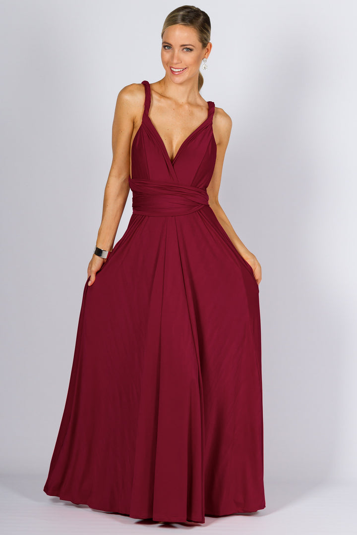 Bridesmaids Etc. Multi Way Wrap Maxi - Burgundy