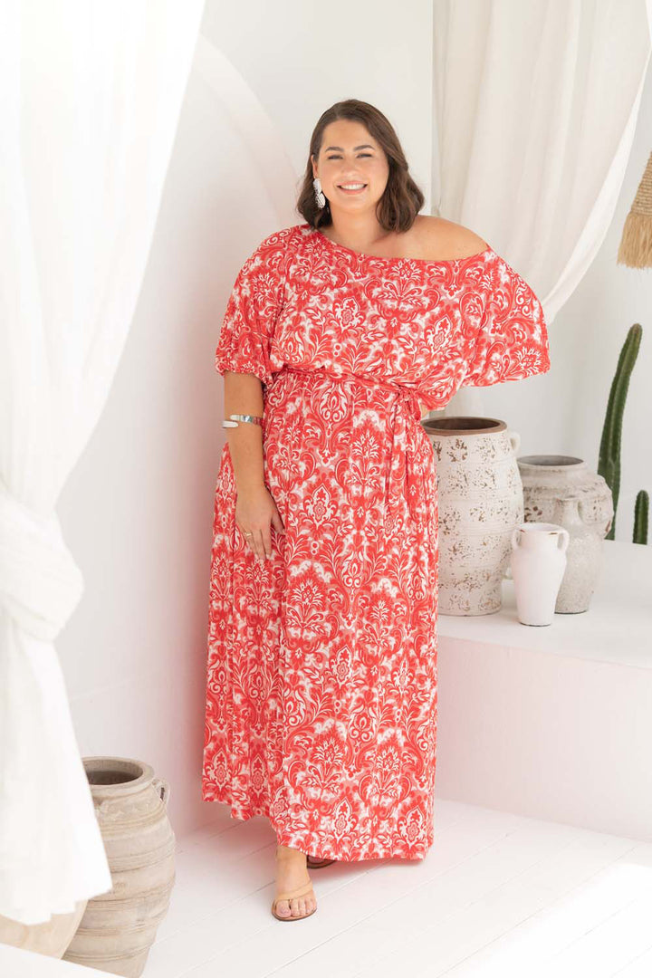 Cora Maxi Dress - Red Graphic