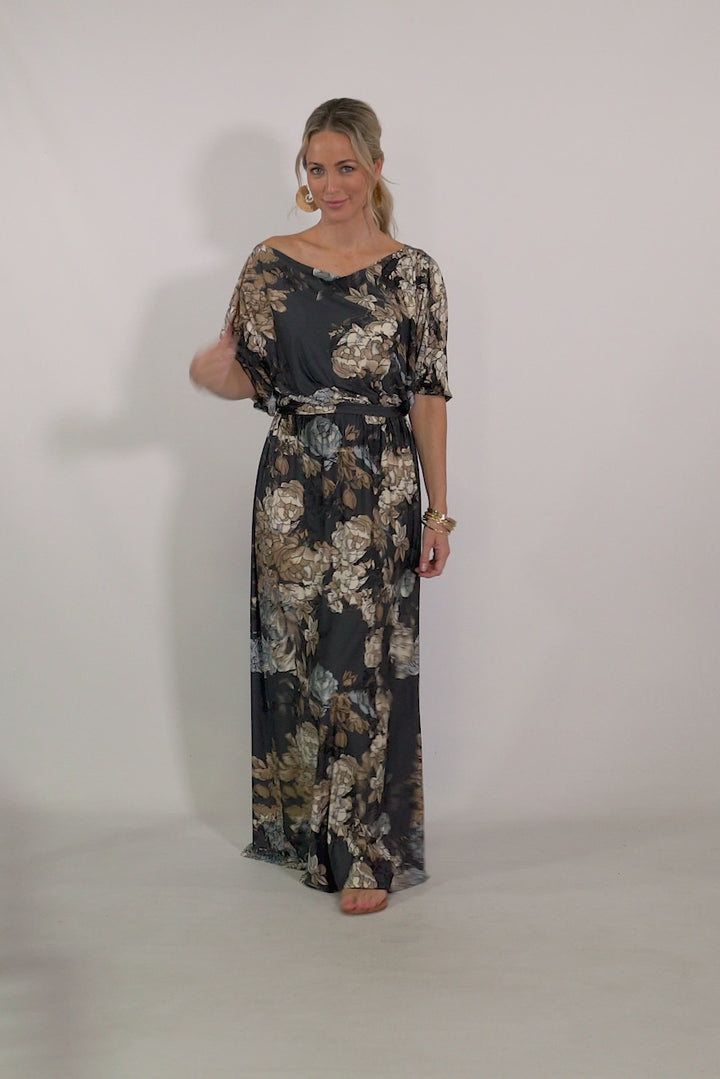Cora Maxi Dress - Black Floral