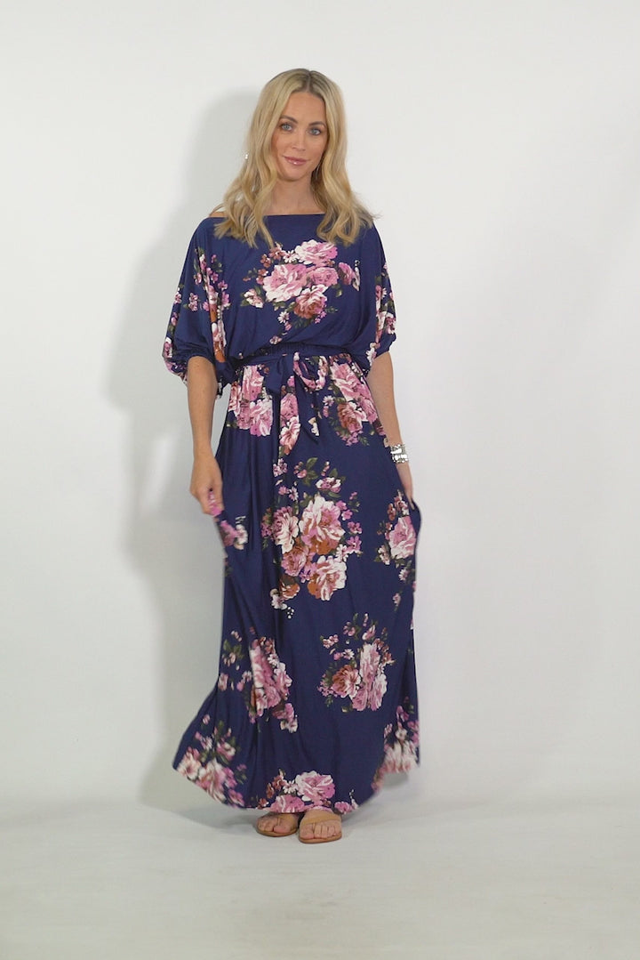 Cora Maxi Dress - Navy Floral