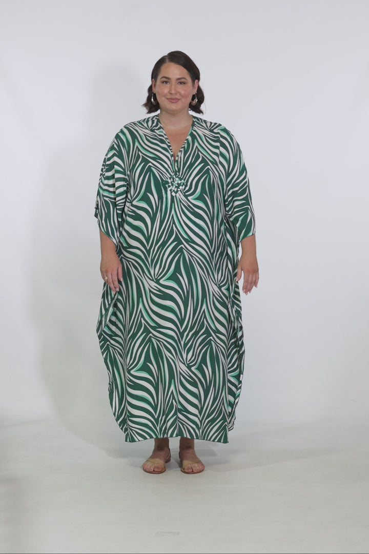 Jaya Kaftan Dress - Green