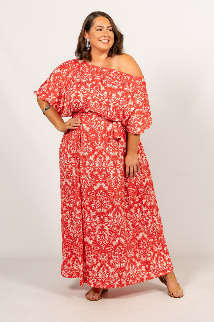 Cora Maxi Dress - Red Graphic