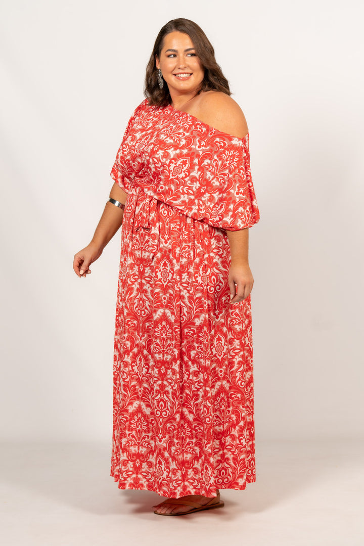 Cora Maxi Dress - Red Graphic