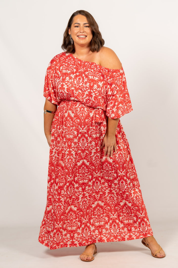 Cora Maxi Dress - Red Graphic