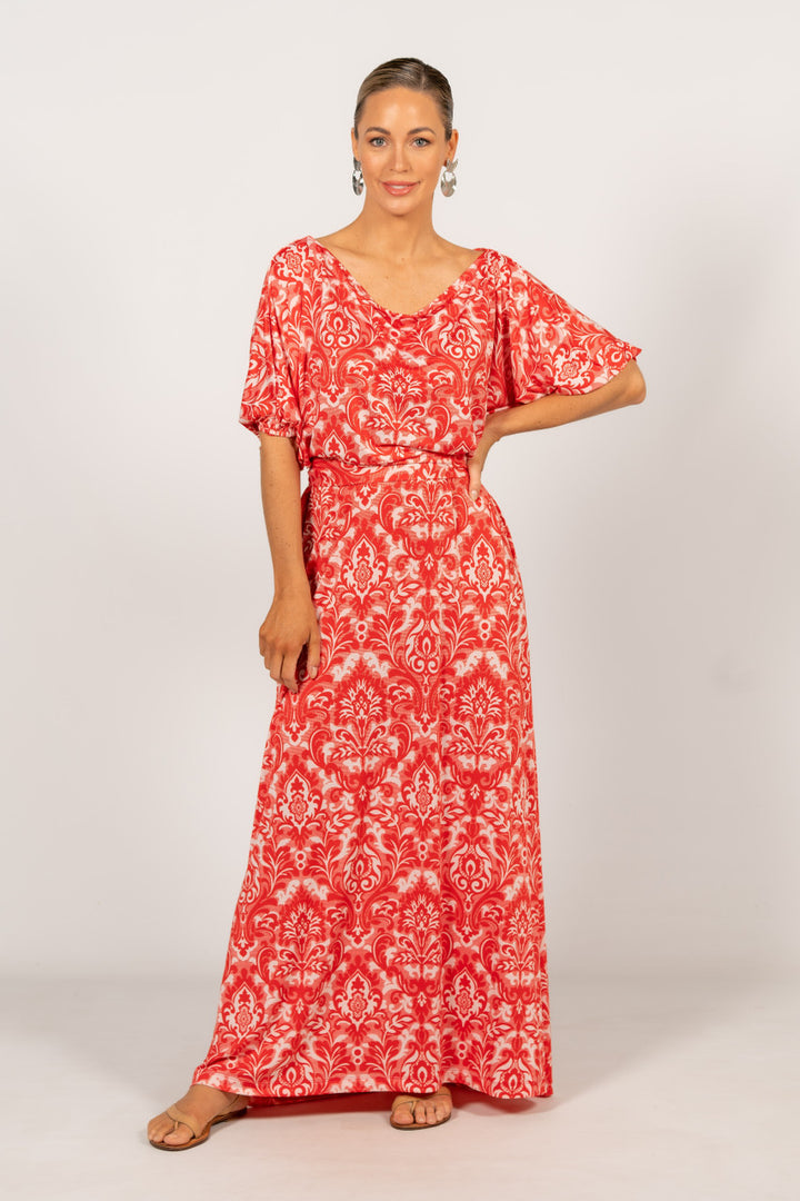 Cora Maxi Dress - Red Graphic