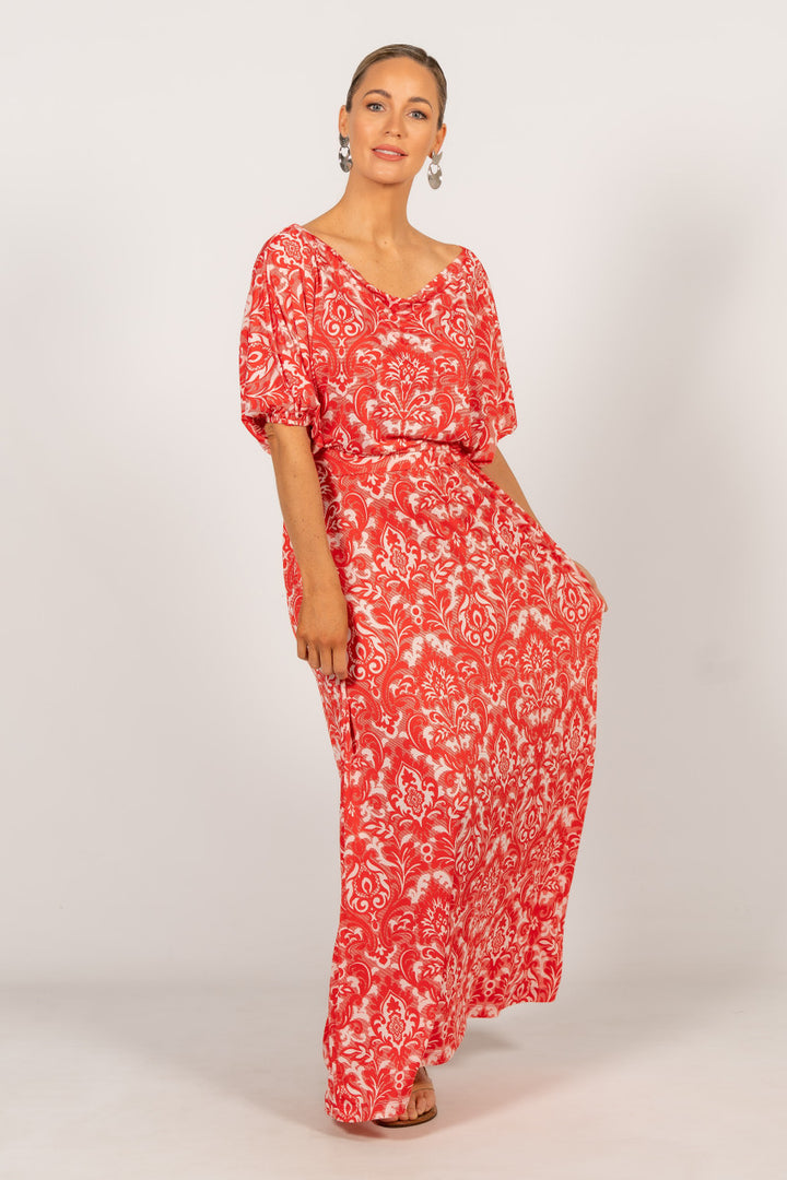 Cora Maxi Dress - Red Graphic