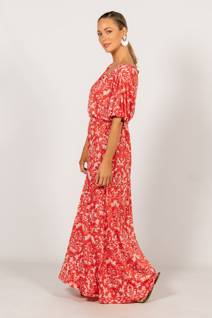 Cora Maxi Dress - Red Graphic