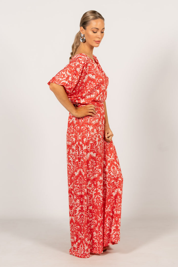 Cora Maxi Dress - Red Graphic