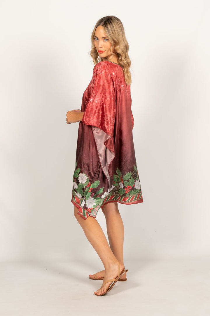 Holly Embellished Christmas Kaftan - Short