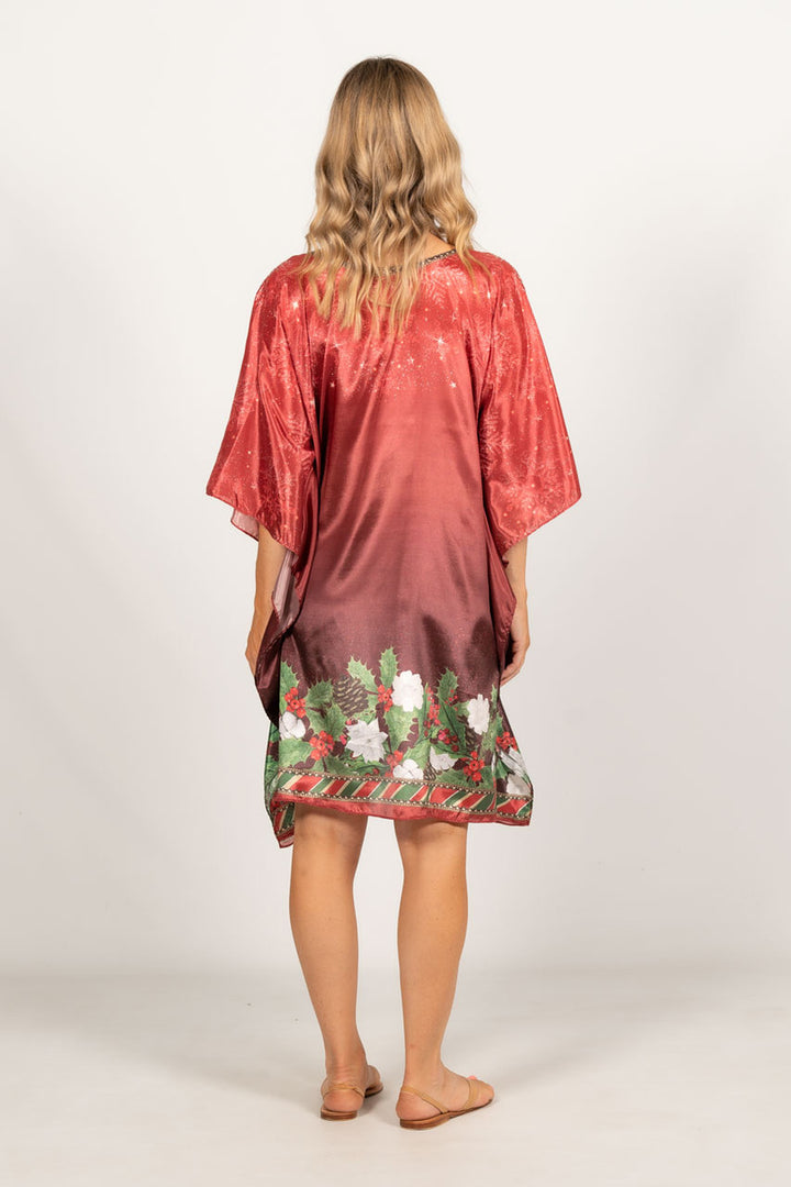 Holly Embellished Christmas Kaftan - Short